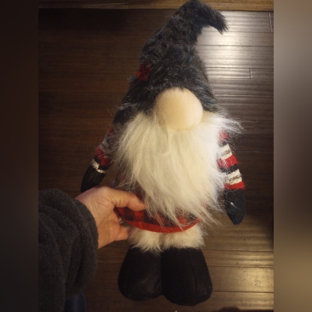 Festive Gnome Plush with Striped Sweater